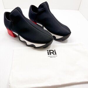 iRi Black Red Neoprene Sneakers Low Top Shoes NIB Designer Women's 8 Waterproof